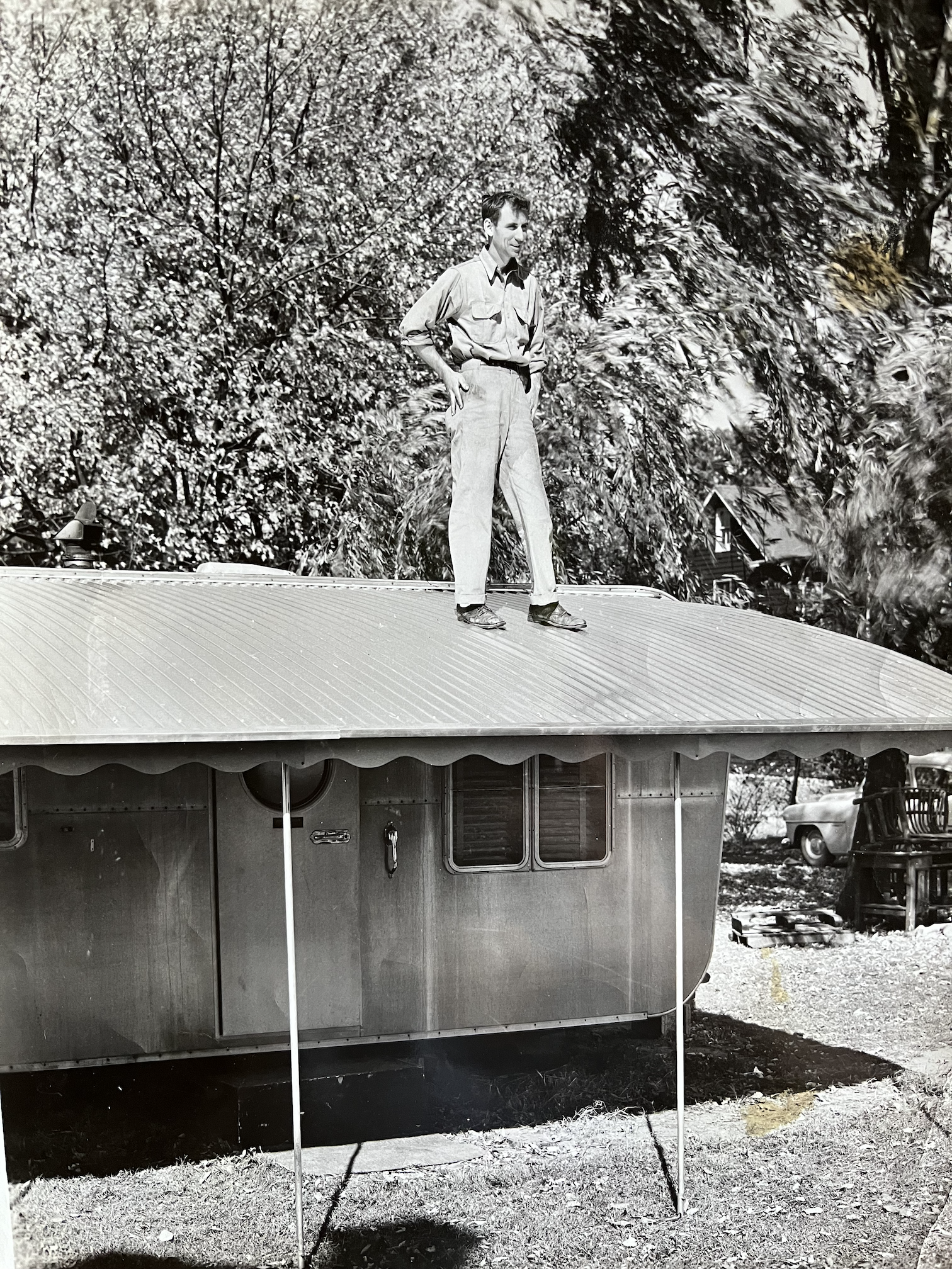 "Bill" Struben / Founder of Silver-top on his first awning, the S-1 (1947)